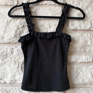 Wild Honey Ruffle-trim Tank- Black